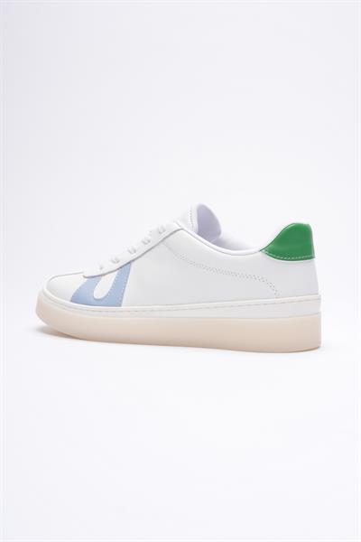 Kadın Hakiki Deri Beyaz Mavi Yeşil Spor Ayakkabı Sneakers Casper