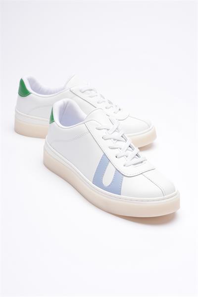 Kadın Hakiki Deri Beyaz Mavi Yeşil Spor Ayakkabı Sneakers Casper