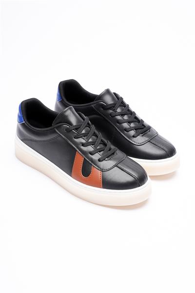 Kadın Hakiki Deri Siyah Taba Mavi Spor Ayakkabı Sneakers Casper