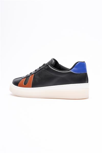 Kadın Hakiki Deri Siyah Taba Mavi Spor Ayakkabı Sneakers Casper