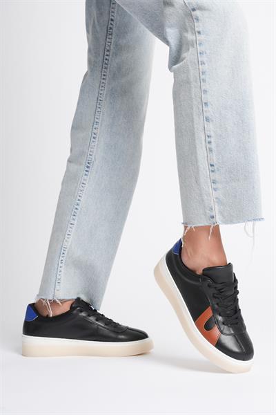 Kadın Hakiki Deri Siyah Taba Mavi Spor Ayakkabı Sneakers Casper