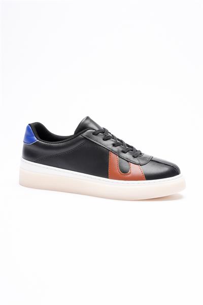 Kadın Hakiki Deri Siyah Taba Mavi Spor Ayakkabı Sneakers Casper