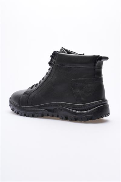 Erkek Hakiki Deri Bot Fermuarlı Siyah Taymor