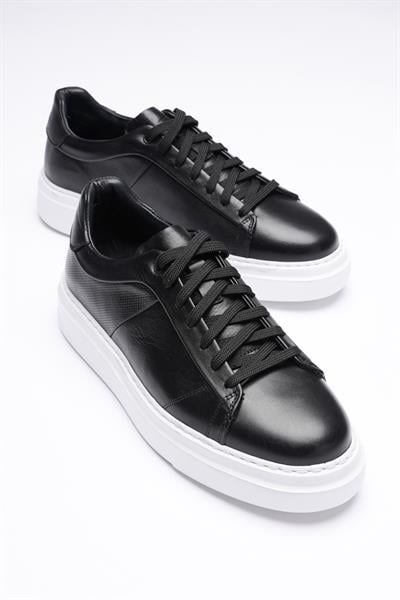 Erkek Hakiki Deri Sneaker Siyah Maver