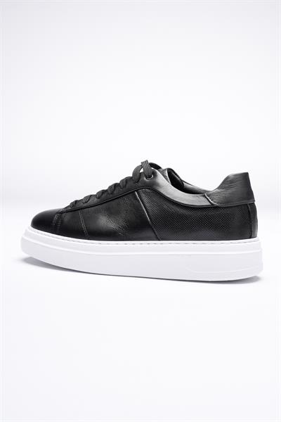 Erkek Hakiki Deri Sneaker Siyah Maver