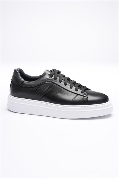 Erkek Hakiki Deri Sneaker Siyah Maver