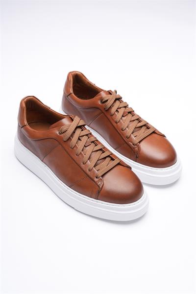 Erkek Hakiki Deri Sneaker Taba Maver