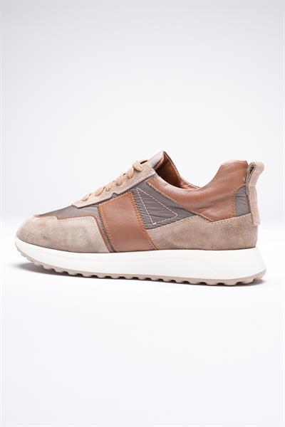 Erkek Hakiki Deri Süet Sneaker Paraşüt Detaylı Vizon Zerox