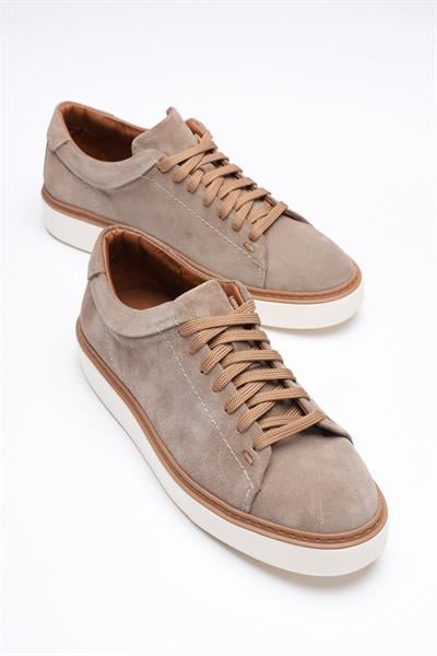Erkek Hakiki Deri Süet Sneaker Vizon Arel