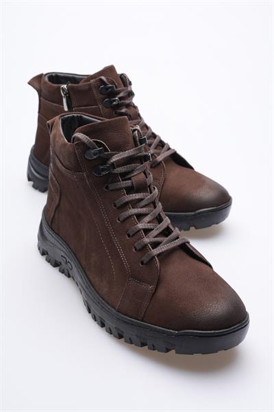 Erkek Hakiki Nubuk Deri Bot Fermuarlı Kahve Taymor