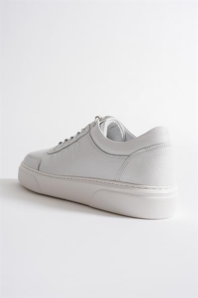 Eryon Erkek Beyaz Hakiki Deri Casual Sneaker Lastik Detaylı Ayakkabı