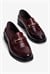 Kadın Açma Loafer Gold Aksesuarlı Klasik Günlük Ayakkabı Kolej Bordo