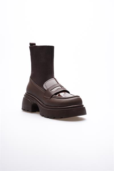 Kadın Çorap Bot Triko Kahve Boska