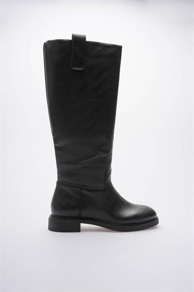 Kadın Deri Binici Çizme Siyah Nerava