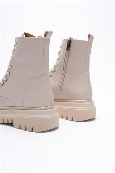 Kadın Deri Bot Fermuarlı Bej Nexa