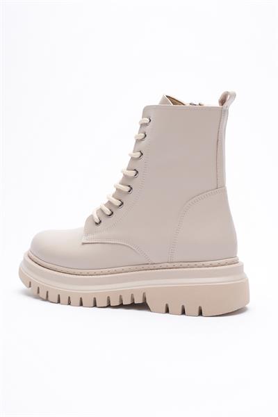 Kadın Deri Bot Fermuarlı Bej Nexa