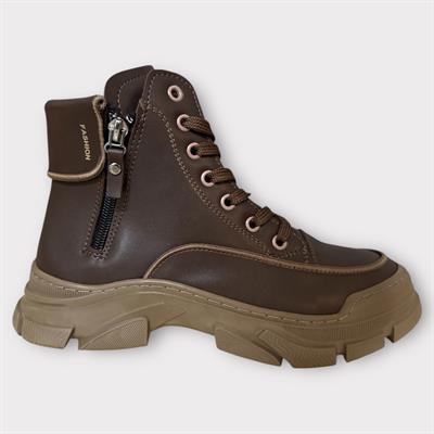 Kadın Deri Bot  Fermuarlı Kahve Corva