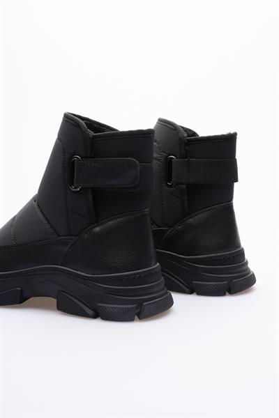 Kadın Deri Bot Paraşütlü Cırtlı Siyah Norea