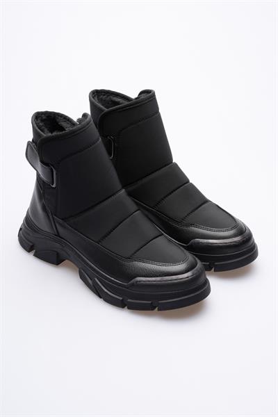 Kadın Deri Bot Paraşütlü Cırtlı Siyah Norea