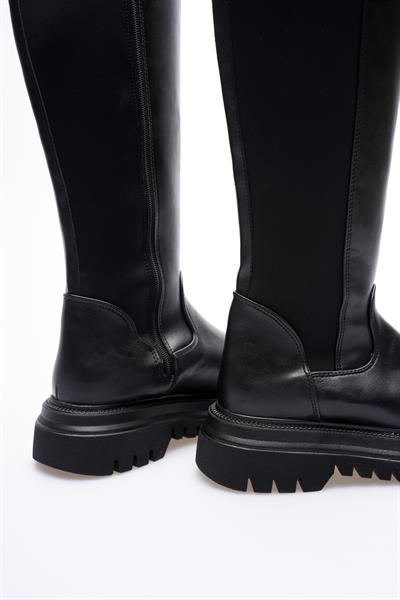 Kadın Deri Çizme Streçli Kalın Tabanlı Fermuarlı Lorven