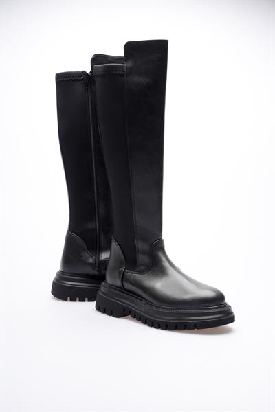 Kadın Deri Çizme Streçli Kalın Tabanlı Fermuarlı Lorven