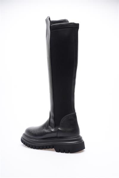 Kadın Deri Çizme Streçli Kalın Tabanlı Fermuarlı Lorven