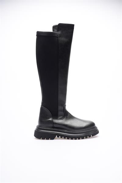 Kadın Deri Çizme Streçli Kalın Tabanlı Fermuarlı Lorven