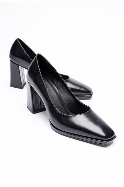 Kadın Deri Kalın Topuklu 7.5 cm Platformlu Siyah Seriva