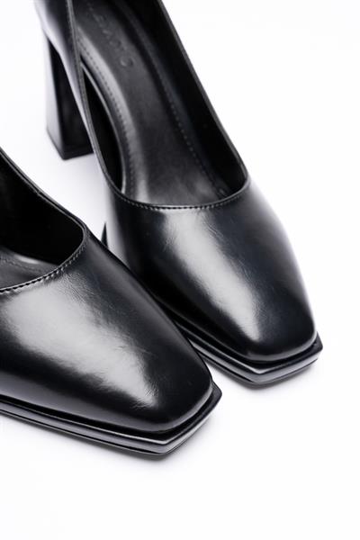Kadın Deri Kalın Topuklu 7.5 cm Platformlu Siyah Seriva