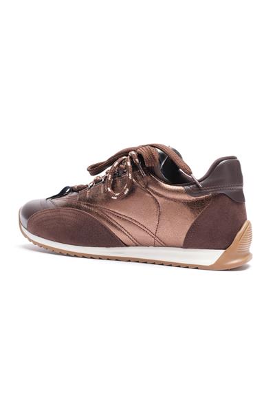Kadın Deri Sneaker Paraşüt Detaylı Kahve Lurea
