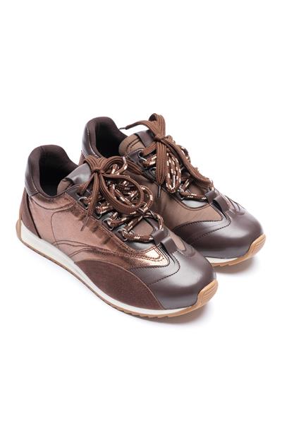 Kadın Deri Sneaker Paraşüt Detaylı Kahve Lurea