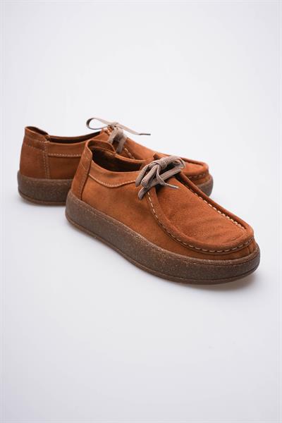 Kadın Hakiki Süet Loafer Comfort Tabanlı Günlük Ayakkabı Taba Misley