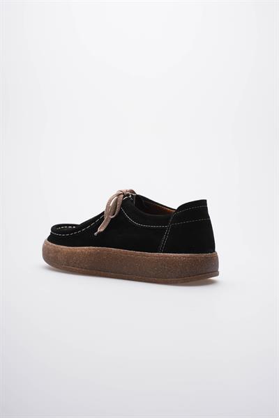 Kadın Hakiki Süet Loafer Comfort Tabanlı Günlük Ayakkabı Siyah Misley