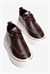 Kadın Kroko Sneaker Bağcıklı Altın Şerit Detaylı Zuri Kahverengi