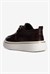 Kadın Kroko Sneaker Bağcıklı Altın Şerit Detaylı Zuri Kahverengi