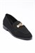 Kadın Nubuk Loafer Gold Tokalı Günlük Ayakkabı Elna Siyah