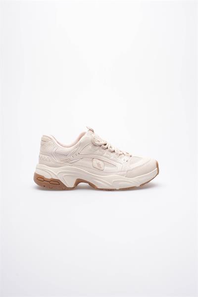 Kadın Sneaker File Baskılı Kalın Tabanlı Bej Rivex
