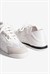 Kadın Sneaker File Detaylı Çiçek İşlemeli Spor Ayakkabı Floren Beyaz