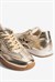 Kadın Sneaker Fileli Rugan Detaylı Leopar Yıldızlı Spor Ayakkabı İlya Altın