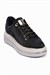 Kadın Sneaker Kadife Desenli Gold Detaylı Kalın Tabanlı Spor Ayakkabı Lilium Siyah