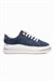Kadın Sneaker Kadife Desenli Gold Detaylı Kalın Tabanlı Spor Ayakkabı Lilium Lacivert