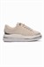 Kadın Sneaker Kadife Desenli Gold Detaylı Kalın Tabanlı Spor Ayakkabı Lilium Bej