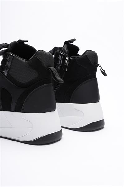 Kadın Spor Bot Fermuarlı Kalın Tabanlı 6 cm Siyah Frost 