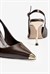 Kadın Stiletto Sivri Burun Metal Burun Detaylı Arkası Açık Topuklu Ayakkabı Violeta Kahverengi