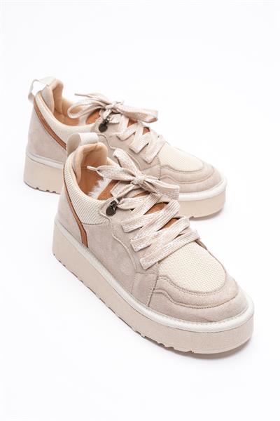 Kadın Süet Bot Bağcıklı Bej Nordra