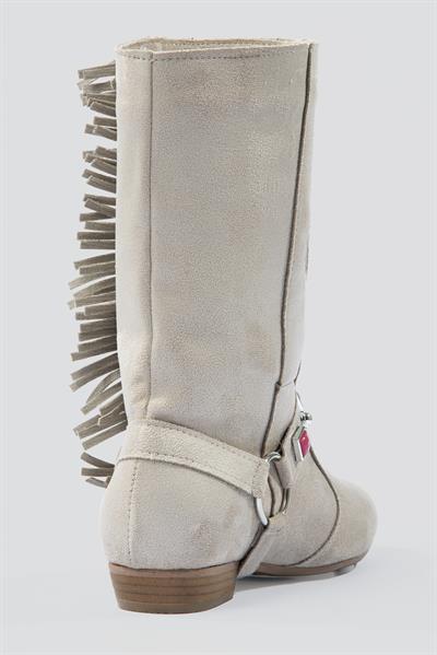 Kadın Süet Bot İşlemeli Püskül Detaylı Bej Tessa