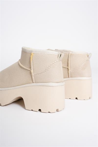 Kadın Süet Bot Kalın Topuklu Bej Ria