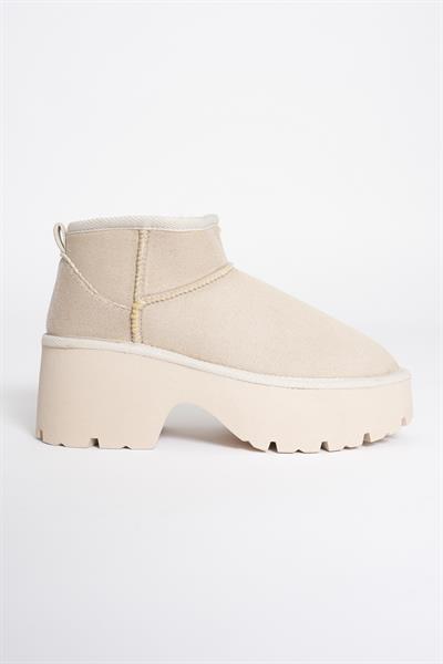 Kadın Süet Bot Kalın Topuklu Bej Ria