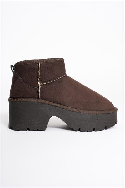Kadın Süet Bot Kalın Topuklu Kahve Ria