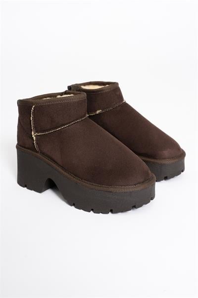 Kadın Süet Bot Kalın Topuklu Kahve Ria